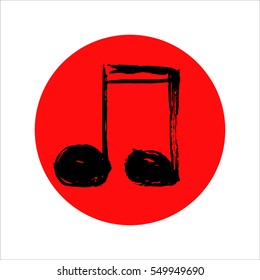 Music notes. Vector illustration, grunge style,hand drawn