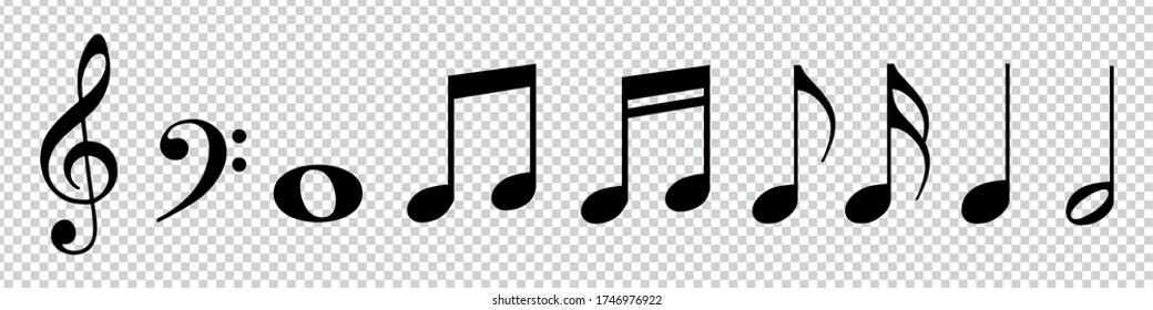 Music Notes - Vector Illustration - Isolated On Transparent Background