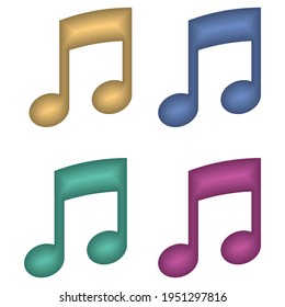 Ilustración vectorial de notas musicales. Signo musical de nota aislado en fondo blanco
