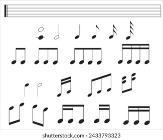 Music notes vector illustration. Music note icon set