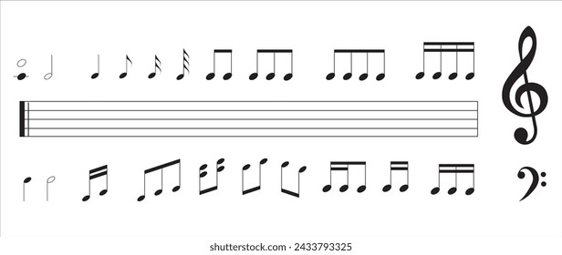 Music notes vector illustration. Music note icon set