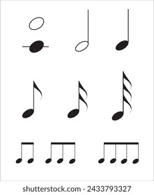 Music notes vector illustration. Music note icon set