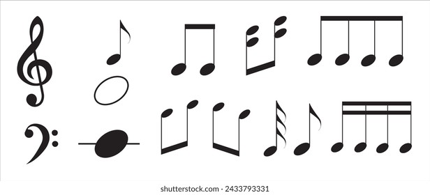 Music notes vector illustration. Music note icon set