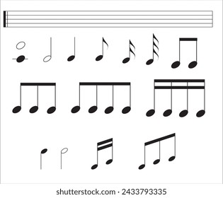 Music notes vector illustration. Music note icon set