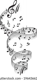 Music notes vector illustration. Tattoo art design.