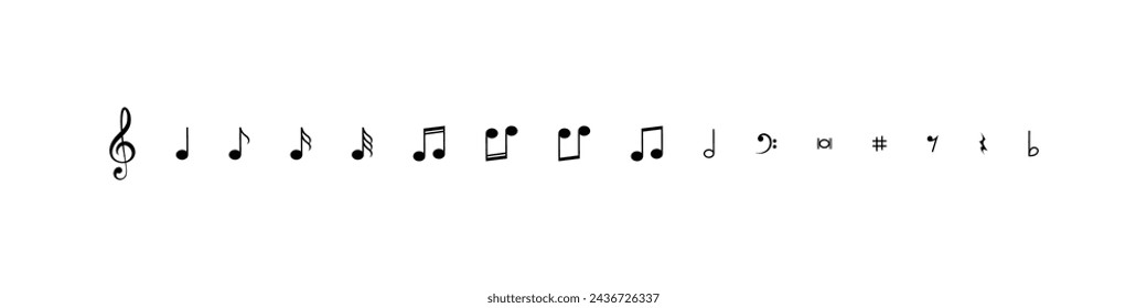 Notas musicales. Vector Musical Notes Iconos colección. Elementos musicales