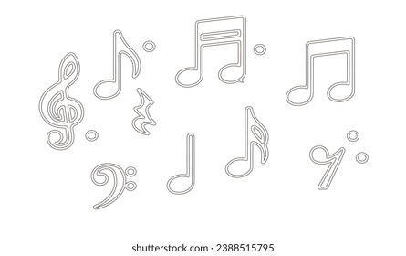 Music notes vector. Transparent Icon vector set for music notes. 