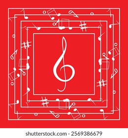 Music notes vector. Wave of music melody notes with clef. Musical stave line pattern symbols icon, vector. Music notes background, Music notes wave icon. Eps 10.