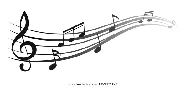 Music notes wave, black group musical notes – vector