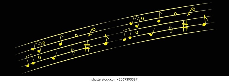 Music notes wave, Curve musical signs, sound wave line symbol, acoustic composition, Musical note, music sound, musical waves. Eps 10.