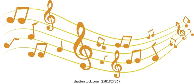 Music notes wave, Curve musical signs, sound wave line symbol, acoustic composition, Color Musical note, music sound, musical waves