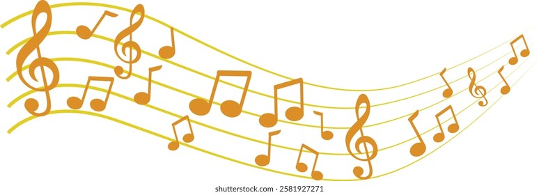 Music notes wave, Curve musical signs, sound wave line symbol, acoustic composition, Color Musical note, music sound, musical waves