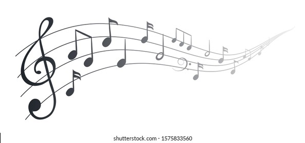 Music notes wave, group musical notes background – for stock vector