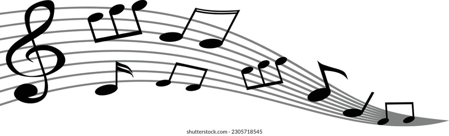 Music notes wave, group musical notes background – for stock vector icon