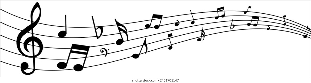 Music notes wave illustration. Vector Illustration.