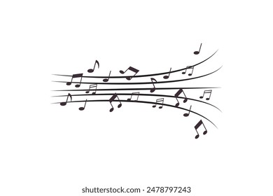 Music notes wave isolated free vector