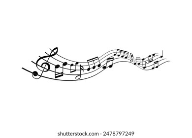 Music notes wave isolated free vector