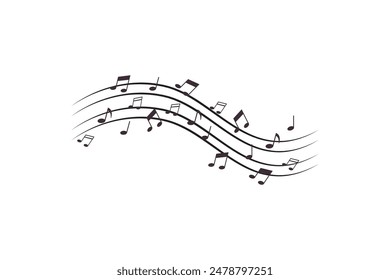 Las notas musicales ondean Vector libre aislado