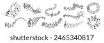 Music notes wave isolated, group musical notes background. Musical notes melody on transparent background