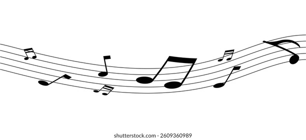 Music notes wave isolated, group musical notes background for stock. Music notes icon set, Music notes symbol, vector illustration in eps 10.	