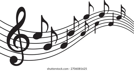 Las notas de música de la onda aislaron, fondo musical de las notas del grupo