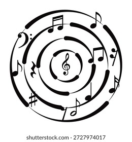 Las notas de la música de la onda aislaron, fondo de las notas musicales. Notas musicales Ondas de melodía de notas musicales y canciones.