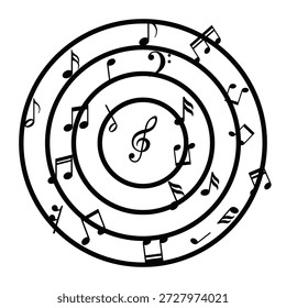 Las notas de la música de la onda aislaron, fondo de las notas musicales. Notas musicales Ondas de melodía de notas musicales y canciones.