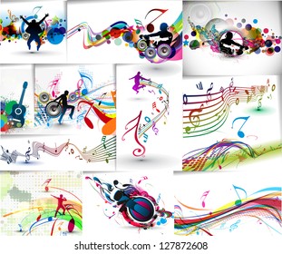 Music notes wave line for design use, vector illustration