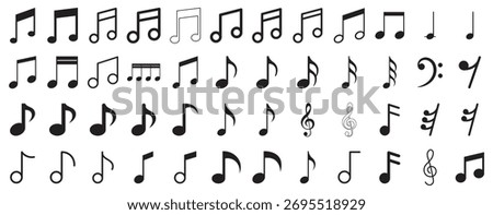 Music notes wave set, group musical wave abstract background. Music notes icon set. musical note wave music notes melody silhouette vector. melody music symbol vector, sound note line icon. 