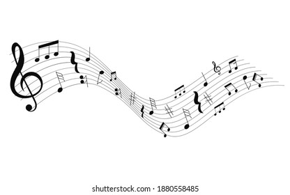 Music Notes Wave Signs Vector Musical Stock Vector (royalty Free 