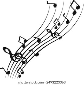 Music notes, wave upside, Curve musical signs, sound wave line symbol, acoustic composition, Musical note, music sound, musical waves