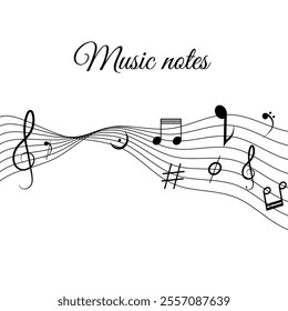 Music Notes wave Vector Illustration