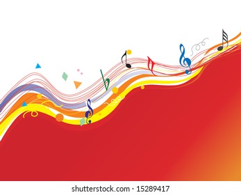 music notes and waves elements, vector wallpaper