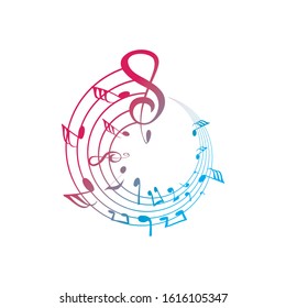 Music notes waving, music background, vector illustration icon