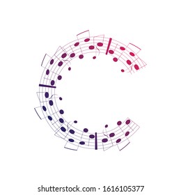 Music notes waving, music background, vector illustration icon