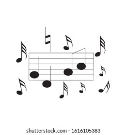 Music notes waving, music background, vector illustration icon