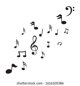 Music notes waving, music background, vector illustration icon