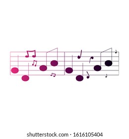 Music notes waving, music background, vector illustration icon