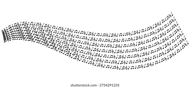 Music notes wavy line based pattern icon vector. Music notes key wavy icon. Musical notes wave  music keys icon set. Vector illustration.