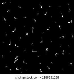 Music notes white on a black background