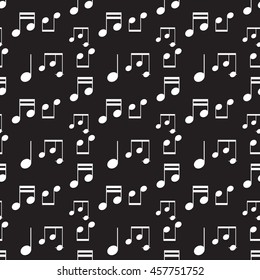 Music notes white seamless pattern. Music design art vector and illustration monochrome background