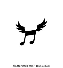 Music notes with wings logo design inspiration