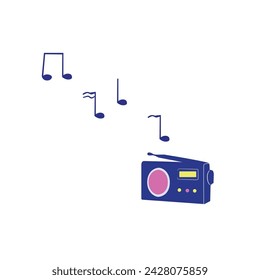 Music on Air: Vector Illustration of a Radio Playing Melodies