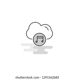 Music on cloud  Web Icon. Flat Line Filled Gray Icon Vector