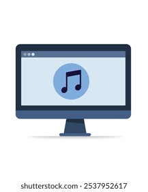 Music on desktop computer icon stock illustration