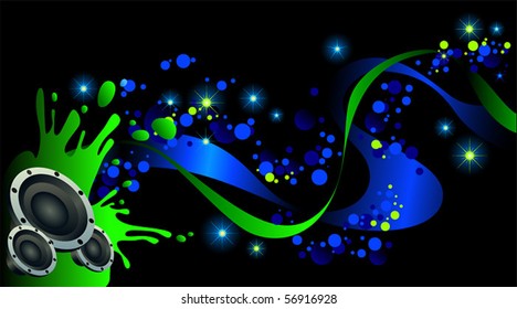 music on glittering blurry blue lights