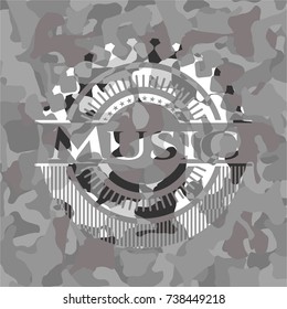 Music on grey camouflage pattern