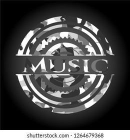 Music on grey camouflaged pattern