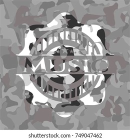 Music on grey camouflaged pattern