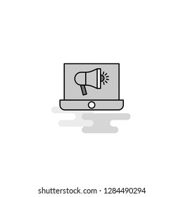 Music on Laptop  Web Icon. Flat Line Filled Gray Icon Vector